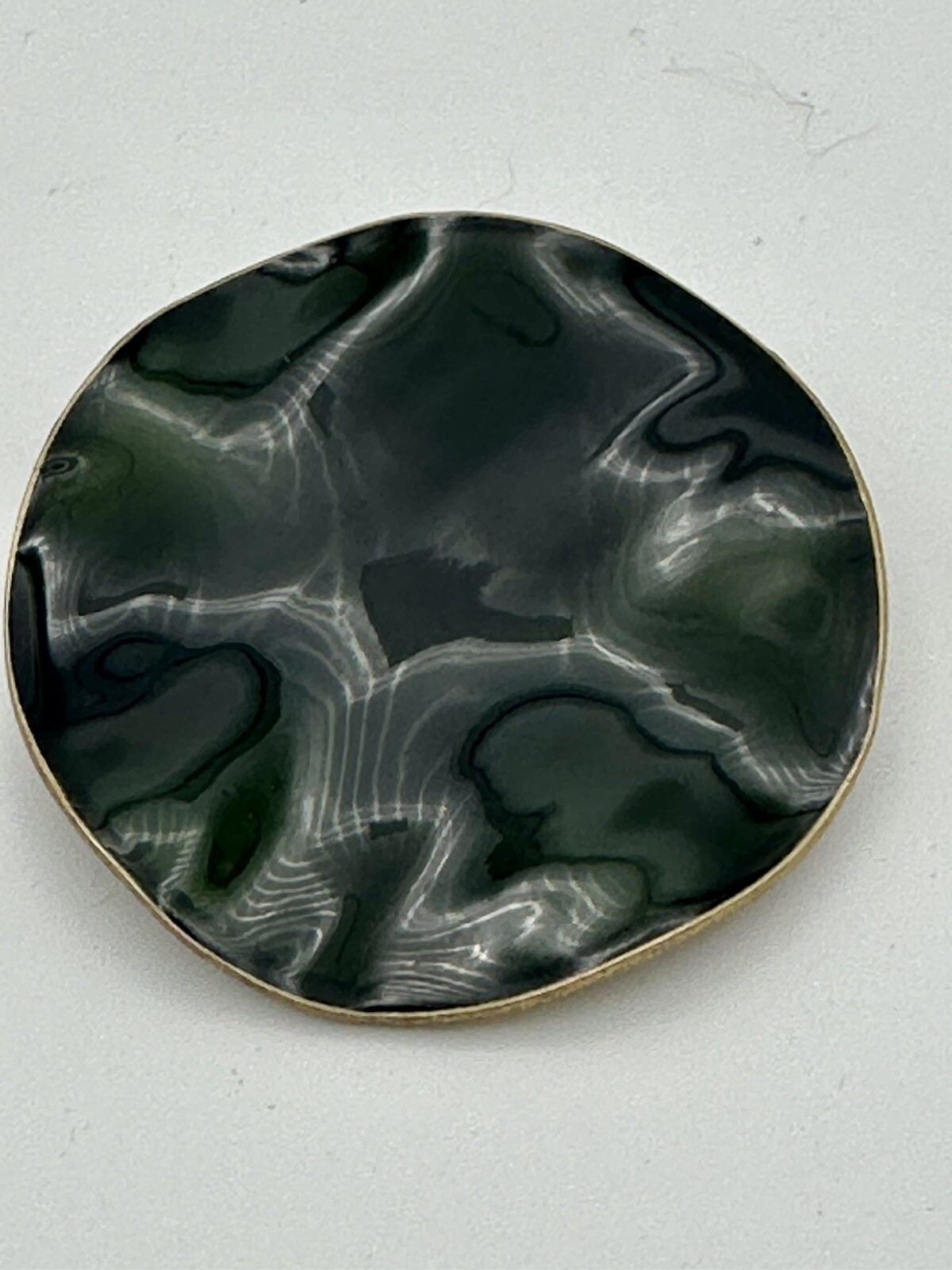 Pilgrim Brooch “Emerald Green” Enamel Pin Metal Backing Wavy From Denmark 1.5”