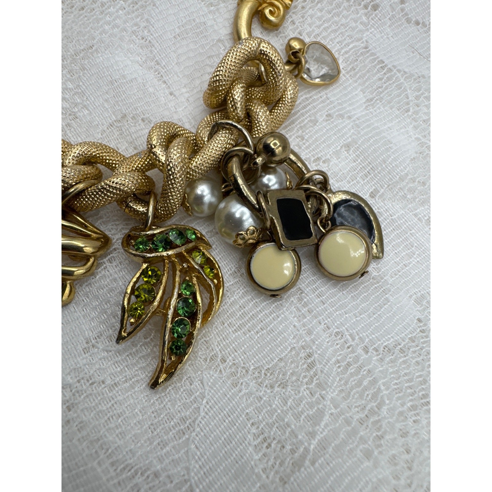 Artisan Crafted Repurposed Jewelry Charm Bracelet Upcycled Junk Loaded Style