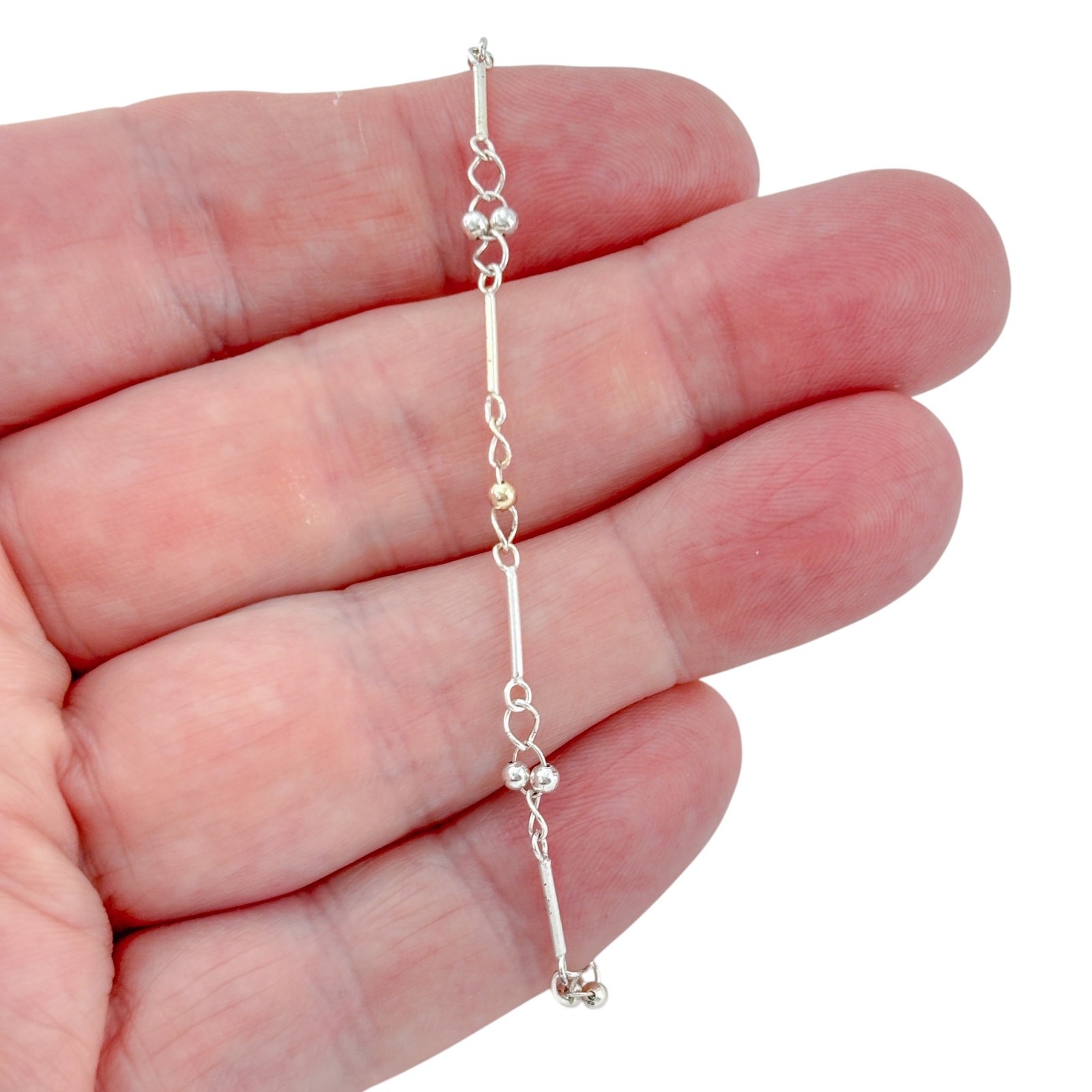Vintage Sterling Silver 925 Bar Link Bracelet 7″