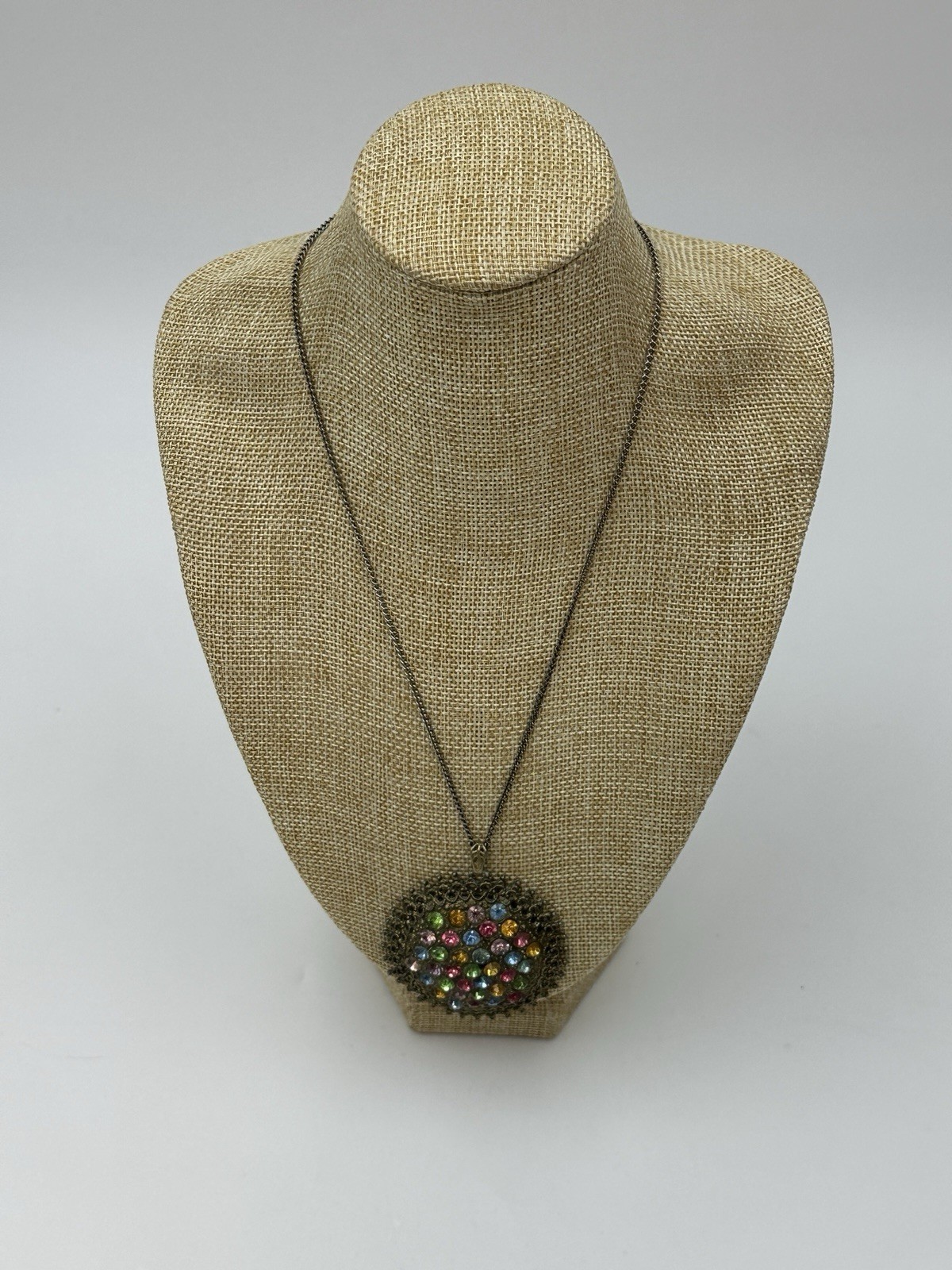 Little Nemo Rhinestone Pendant Necklace 1940s Pot Metal 18 In Beautiful Vintage