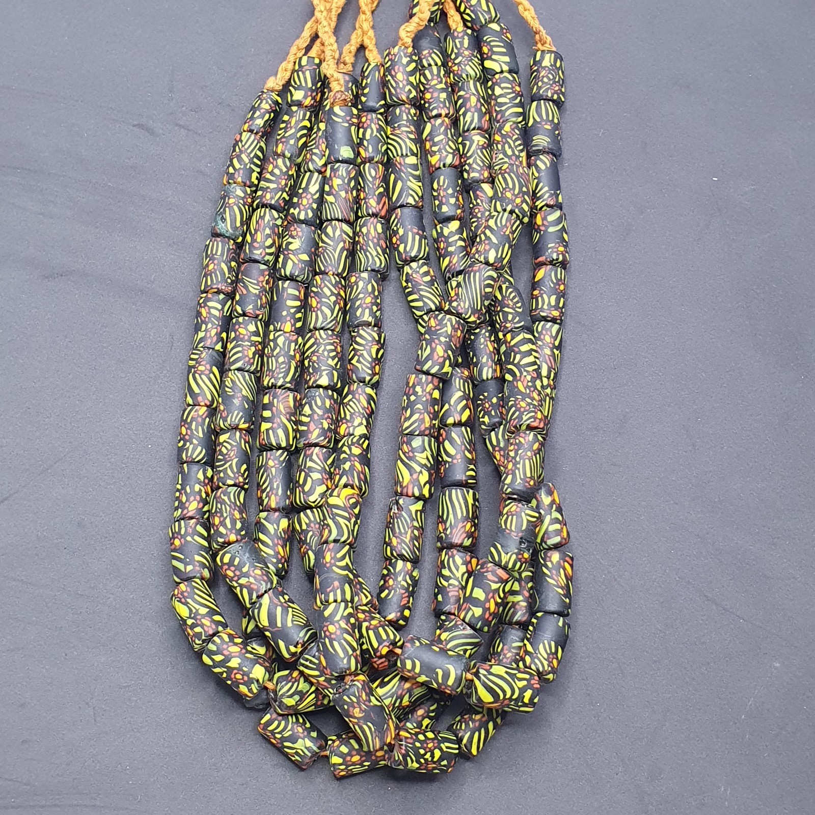 Vintage Gabri Eyes Style African Glass Beads Necklace Strand, Ethnic Tribal