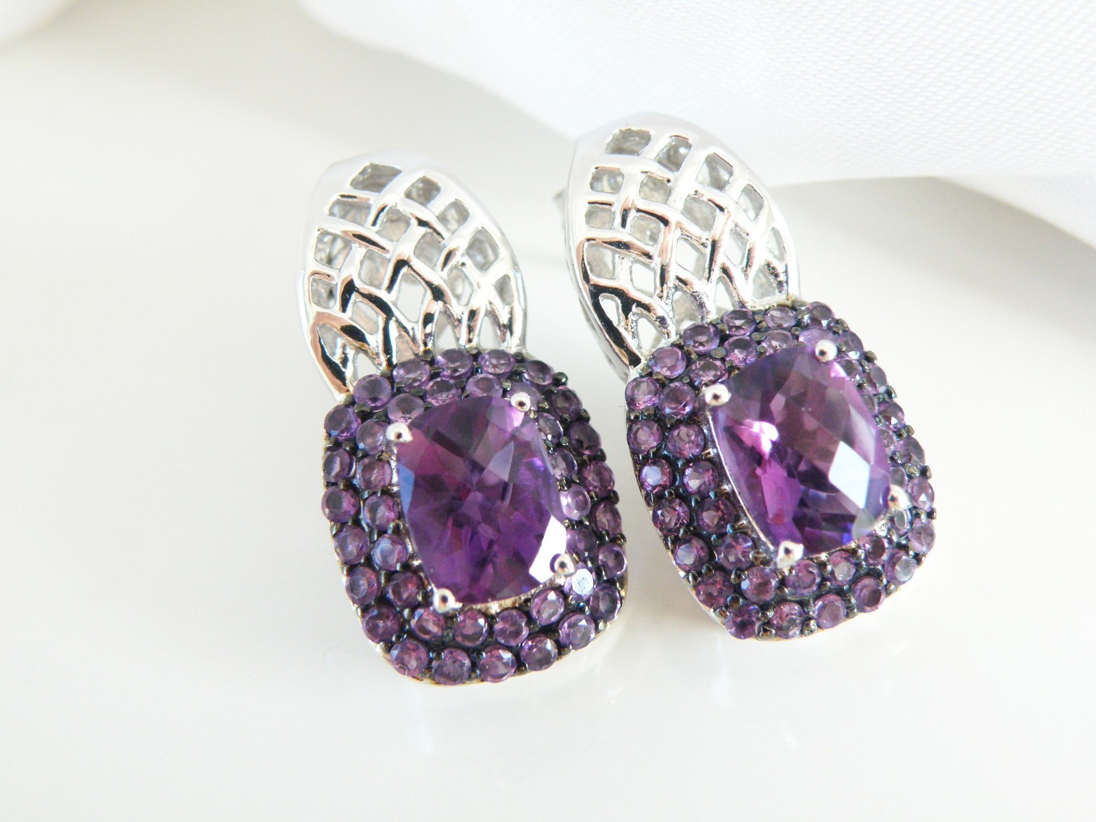 Sterling Silver 925 Natural Heated African Amethyst Earrings