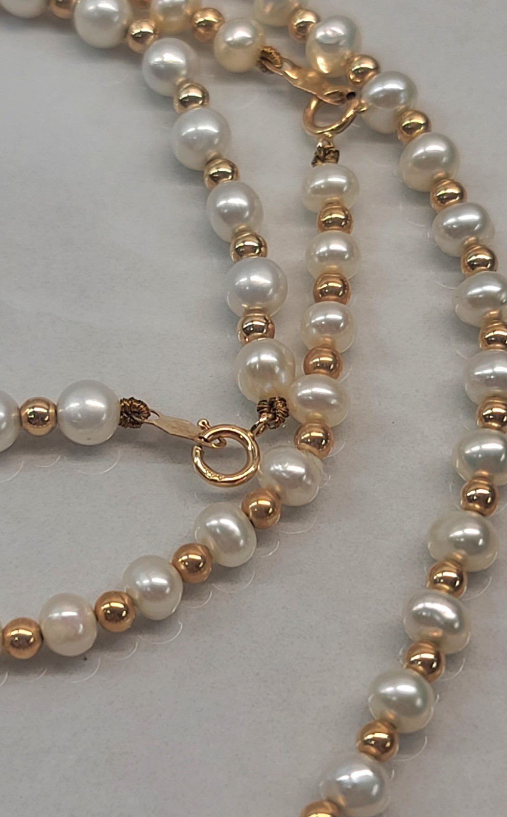 Vintage 14K Gold Bead-Pearl Jewelry Necklace Bracelet Earrings Set