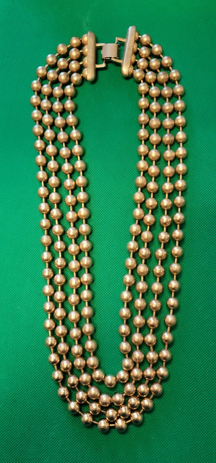 Vintage Yohai Satin Gold Tone Ball Chain (24 Inches) 4 Strand Necklace Signed