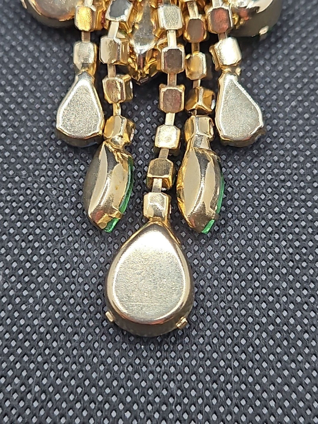 Vintage Chandelier Large Brooch & Earrings Multicolor Rhinestones Set