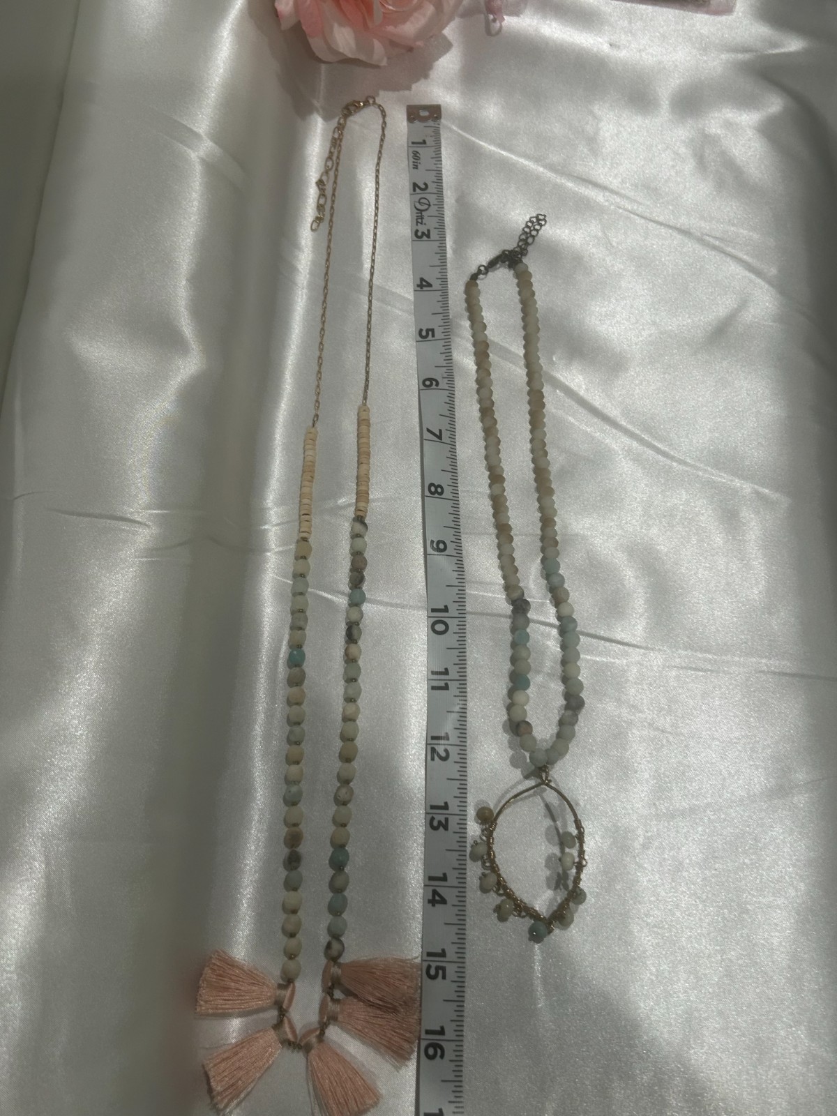 2KASPER NECKLACE LOT BEADANT TASSEL LARIAT PENDANT VINTAGE JEWELRY