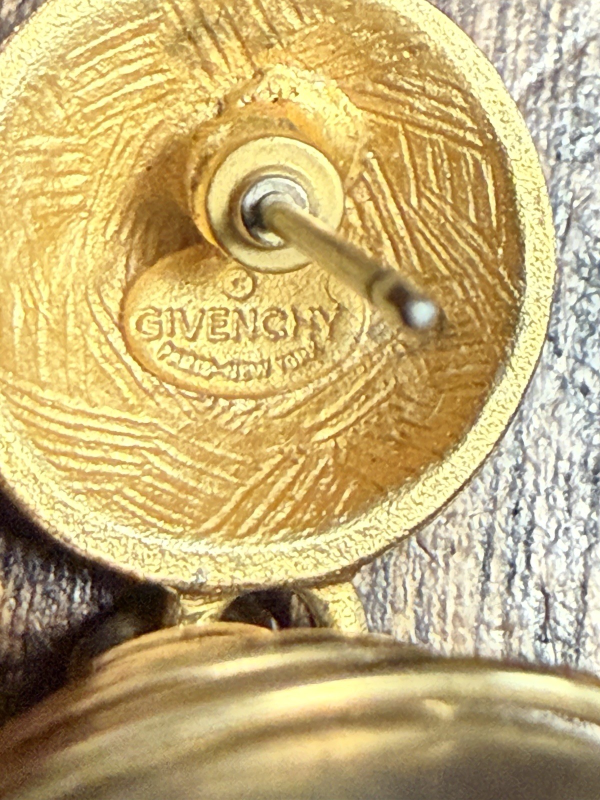Givenchy Paris New York Brushed Gold and Silver Caged Ball Pierced Earrings