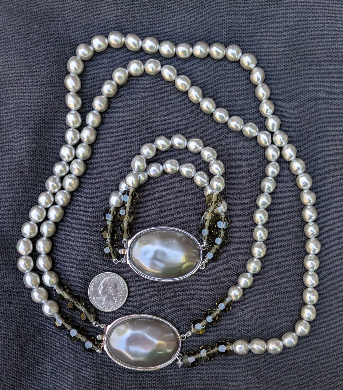 Vintage YSL Yves Saint Laurent Faux Baroque Pearl Necklace & Bracelet Set C46
