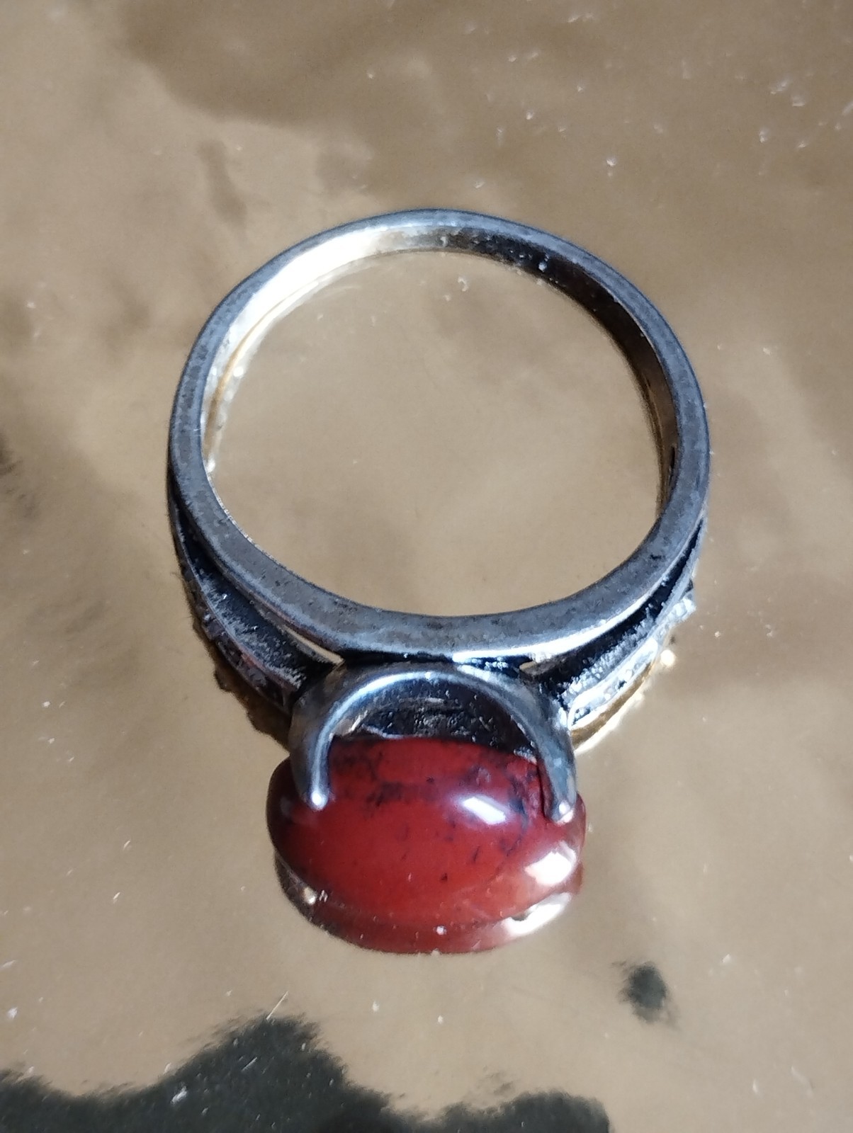 Vintage 925 Sterling Silver Red Jasper Cabochon Ring Size 8.5 (18mm) 4.88g
