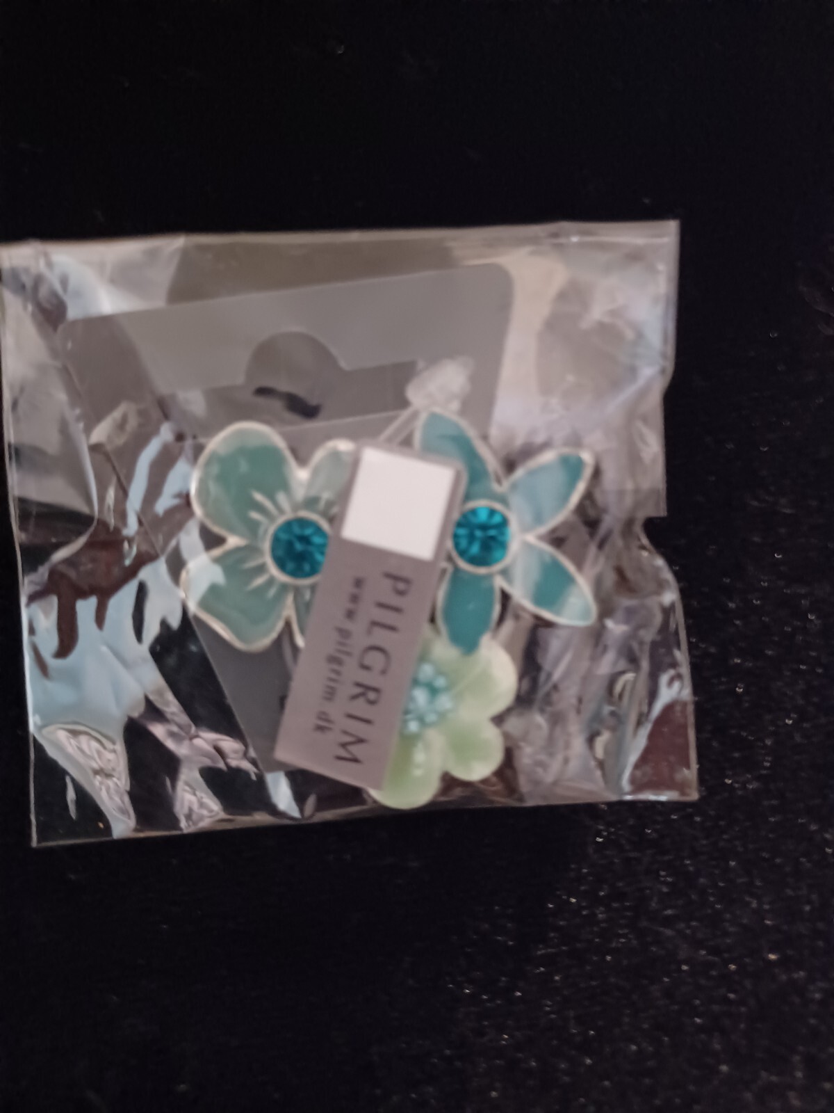 PILGRIM Teal & Green Enamel Flower Brooch Danish Company – New In Package