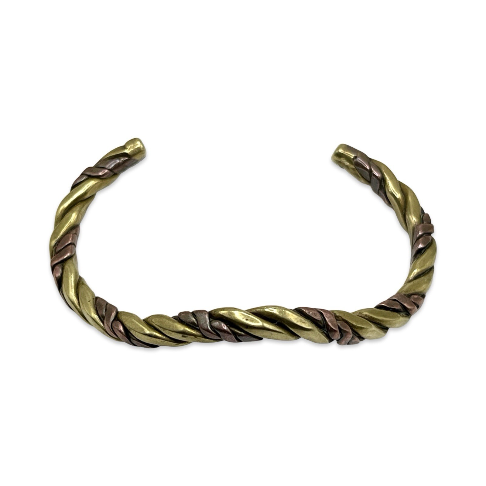 Vintage/Retro 1970s Twisted Copper & Brass Chevron Shaped Unisex Cuff Bracelet