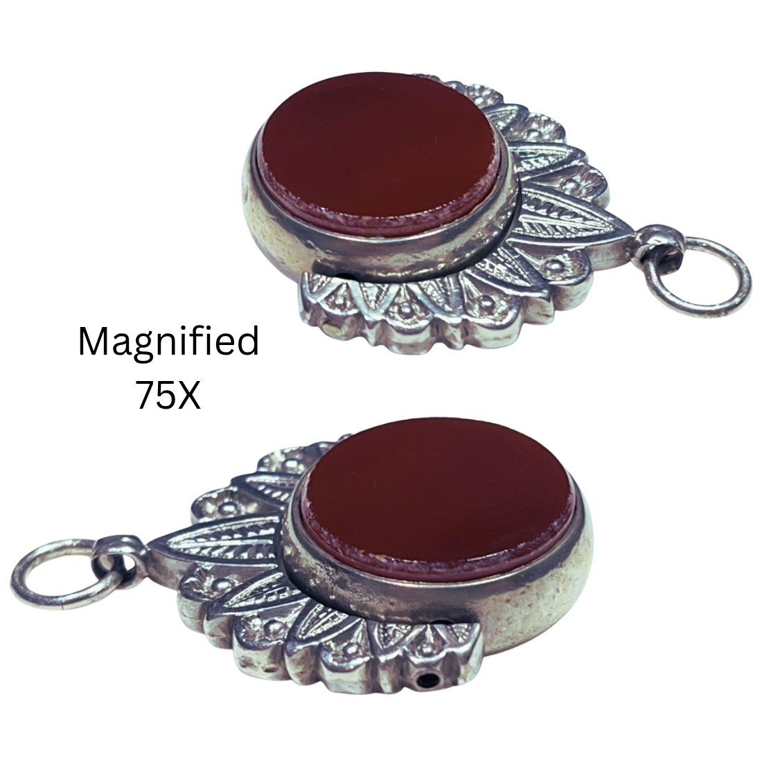 Antique 1800’s Victorian Bloodstone + Carnelian Fob Pendant *Birmingham Silver*