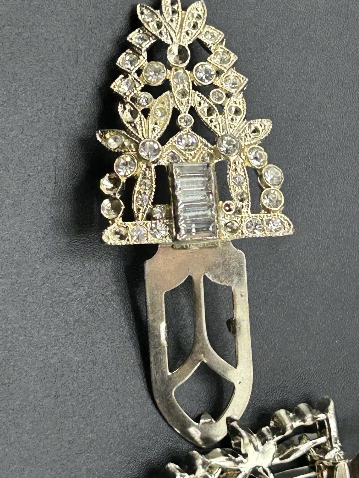 Pat Pend AT180112 Clear Rhinestones Duette Brooch Dress Clips (Missing Stones)