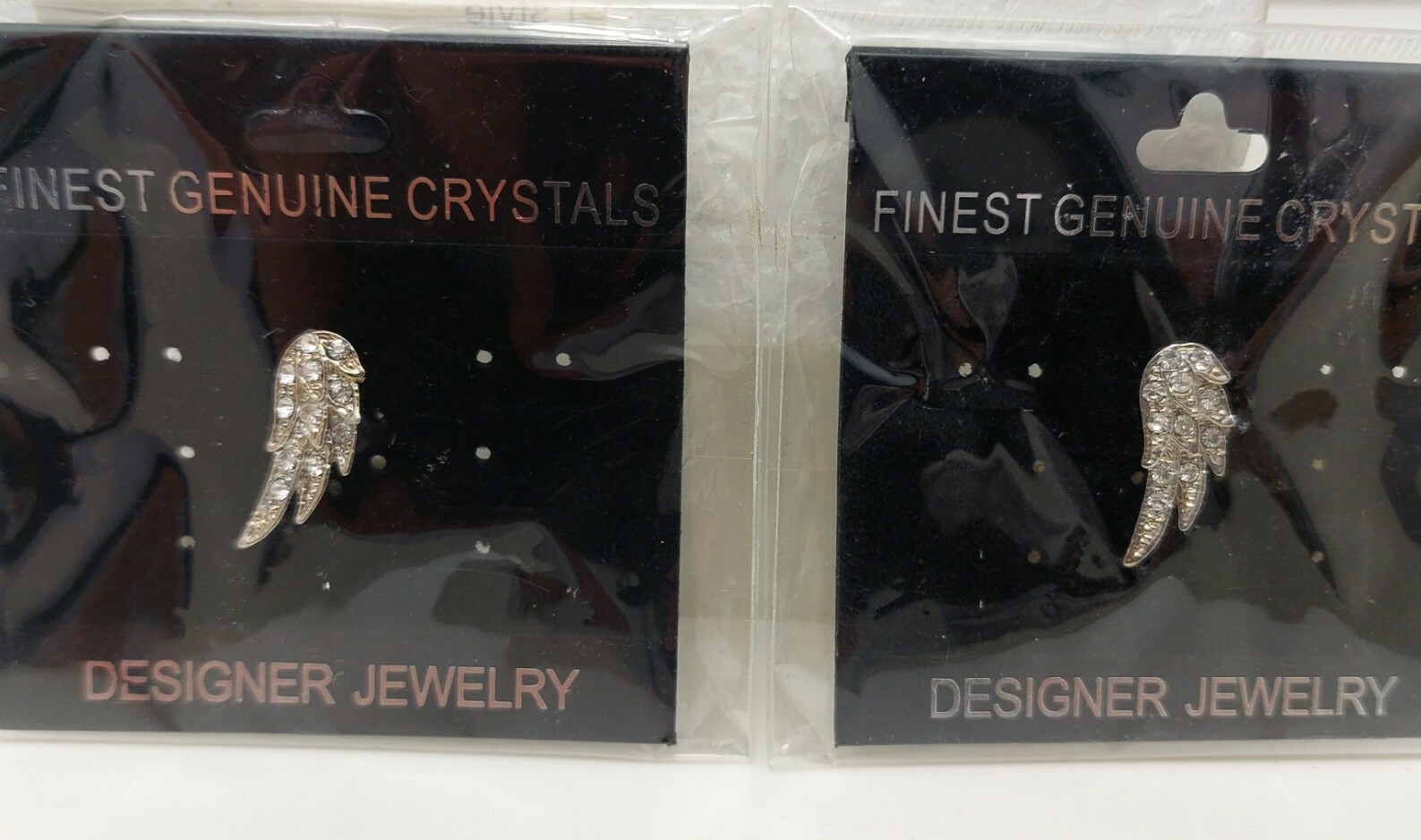 Angel Wing Pin crystal goldtone nickel lead free set of 2 carded