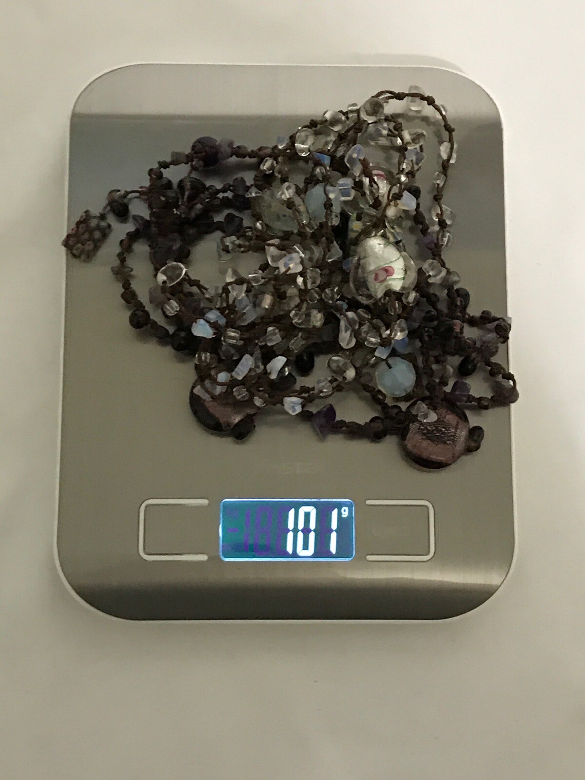 2 Amethyst Moonstone Extra Long Necklaces Sash Glass Mili Approximately 40” 50”