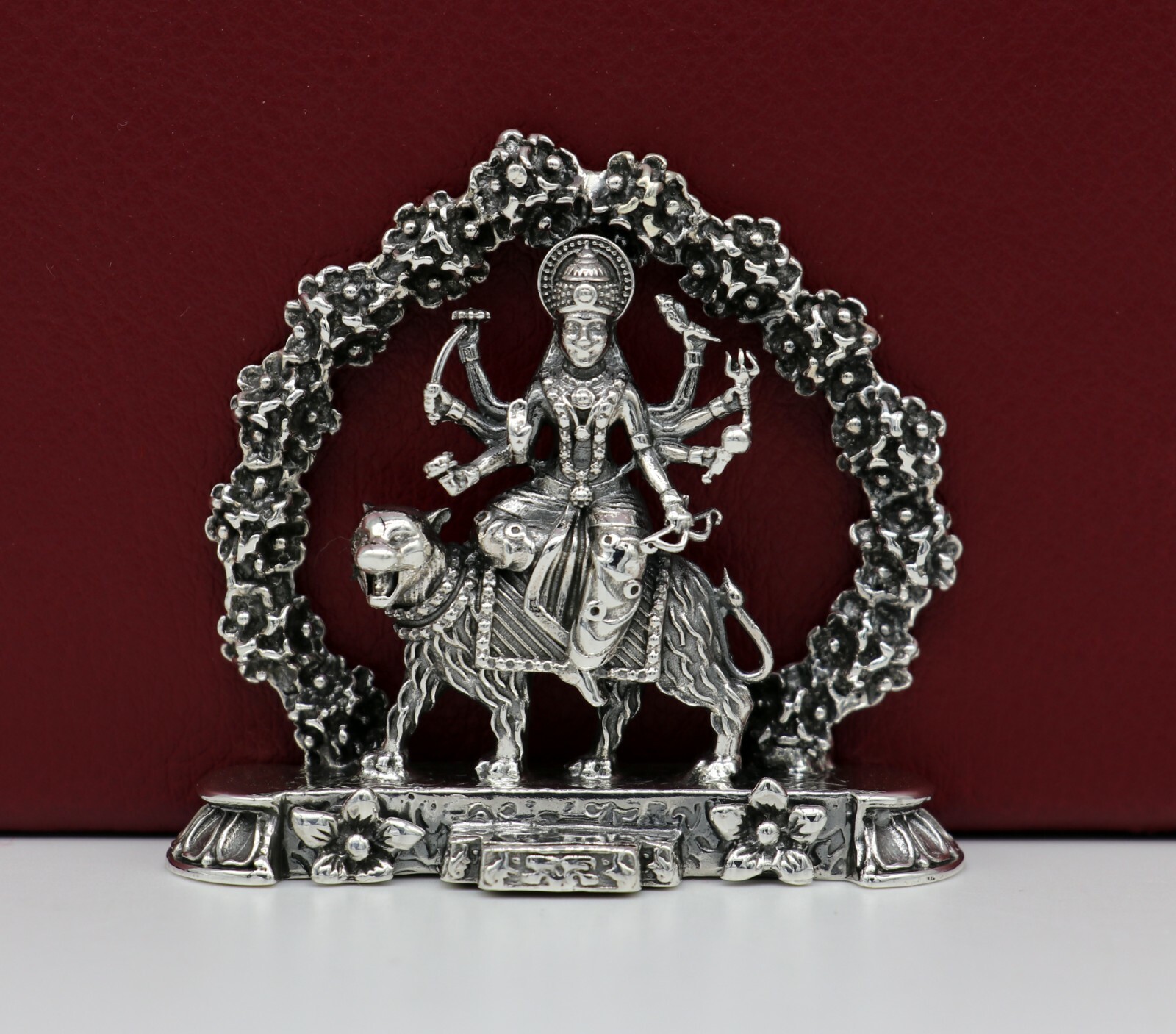 925 pure silver Goddess Gurga statue, figurine, puja article home temple art02