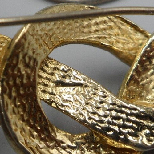 1940s Knot Brooch Clear Pave Rhinestone Ribbon Gold Tone Signed Vintage 2.5″