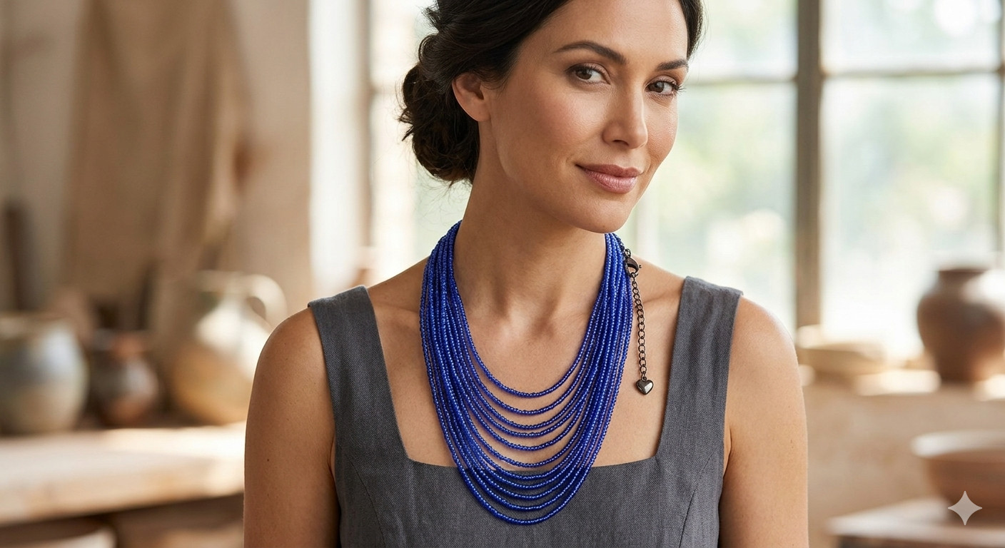 Vintage African Beaded Necklace Statement Jewelry