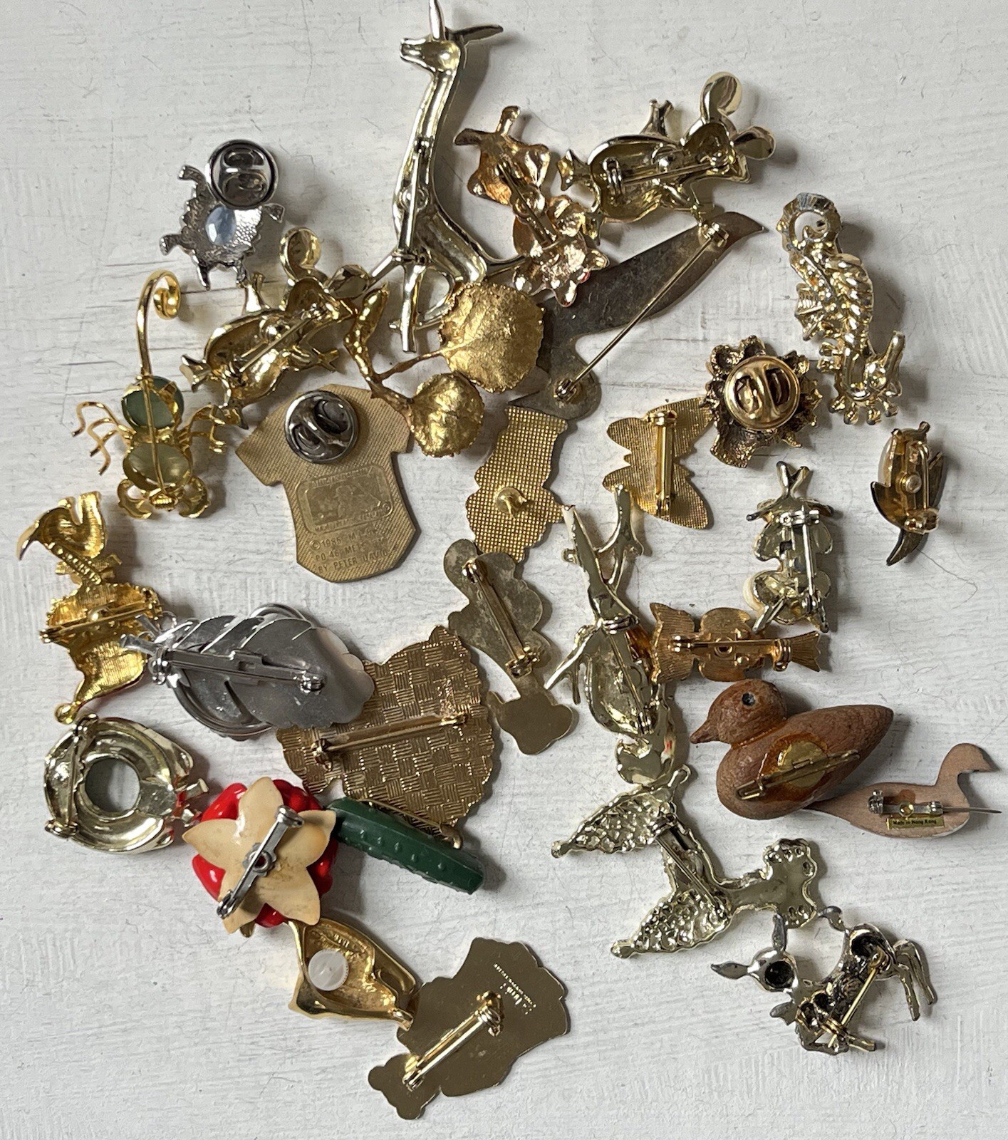 Vintage Jewelry Lot Brooches Small Pins Enamel Rhinestones Animals 1950 – 1980