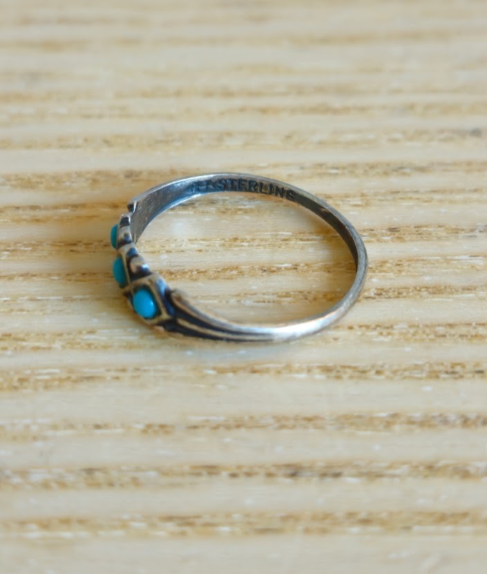 Vintage Small Uncas Signed 925 Sterling Silver Blue Art Deco Lattice Ring Size 4