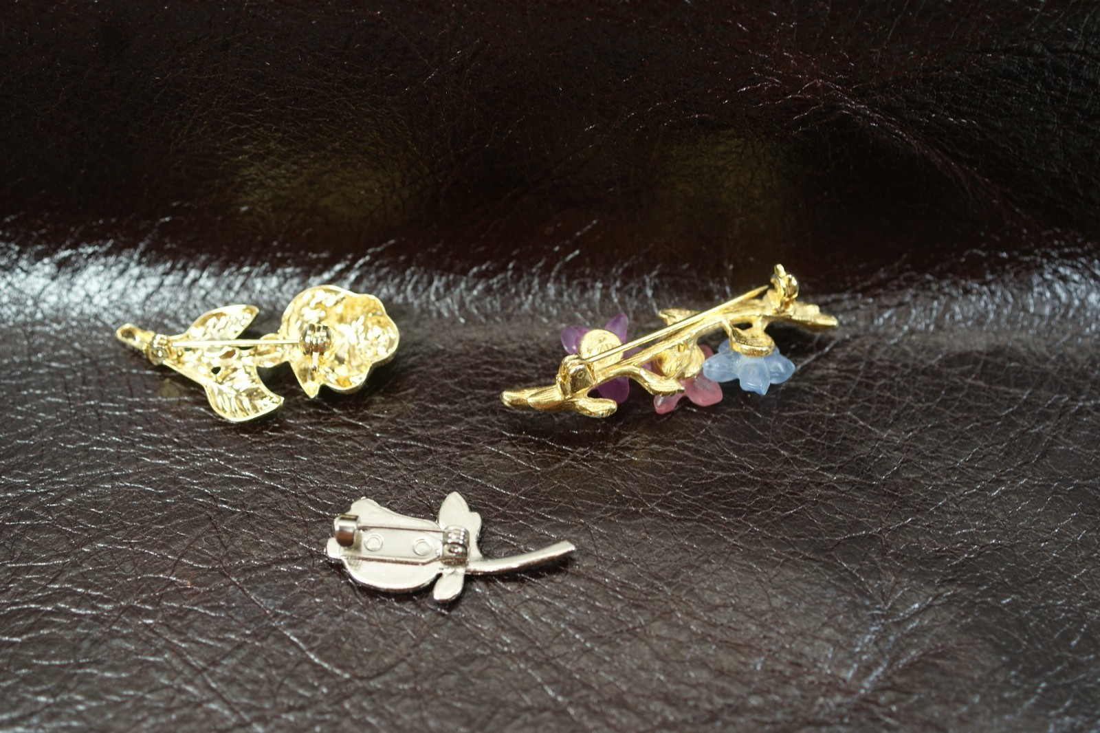 BR67 Vintage Brooch, Pin, Costume Jewelry, Lot of 3, Flowers