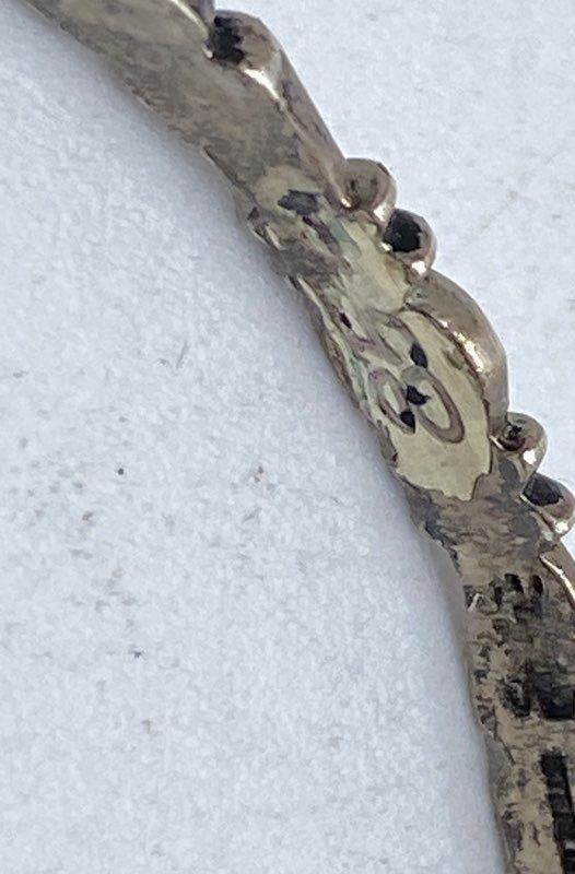 Hawthorne Sterling Silver 925 Spindle Textured Bangle Bracelet 7 7/8″ 14.2g
