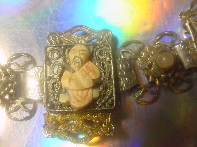 Jinn wishing genie blue Tara good luck talisman lucky charm bracelet Asian c1960