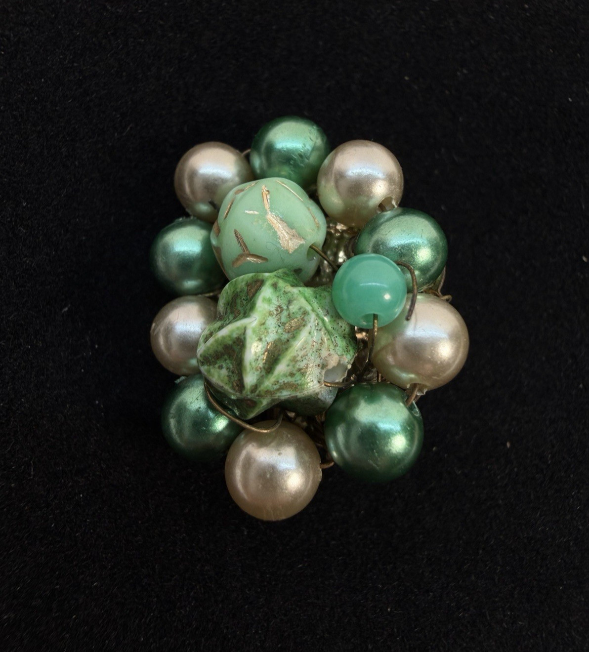Bead Cluster Clip On Earrings Set of 3 Pairs Japan Hong Kong 1950s 1960s