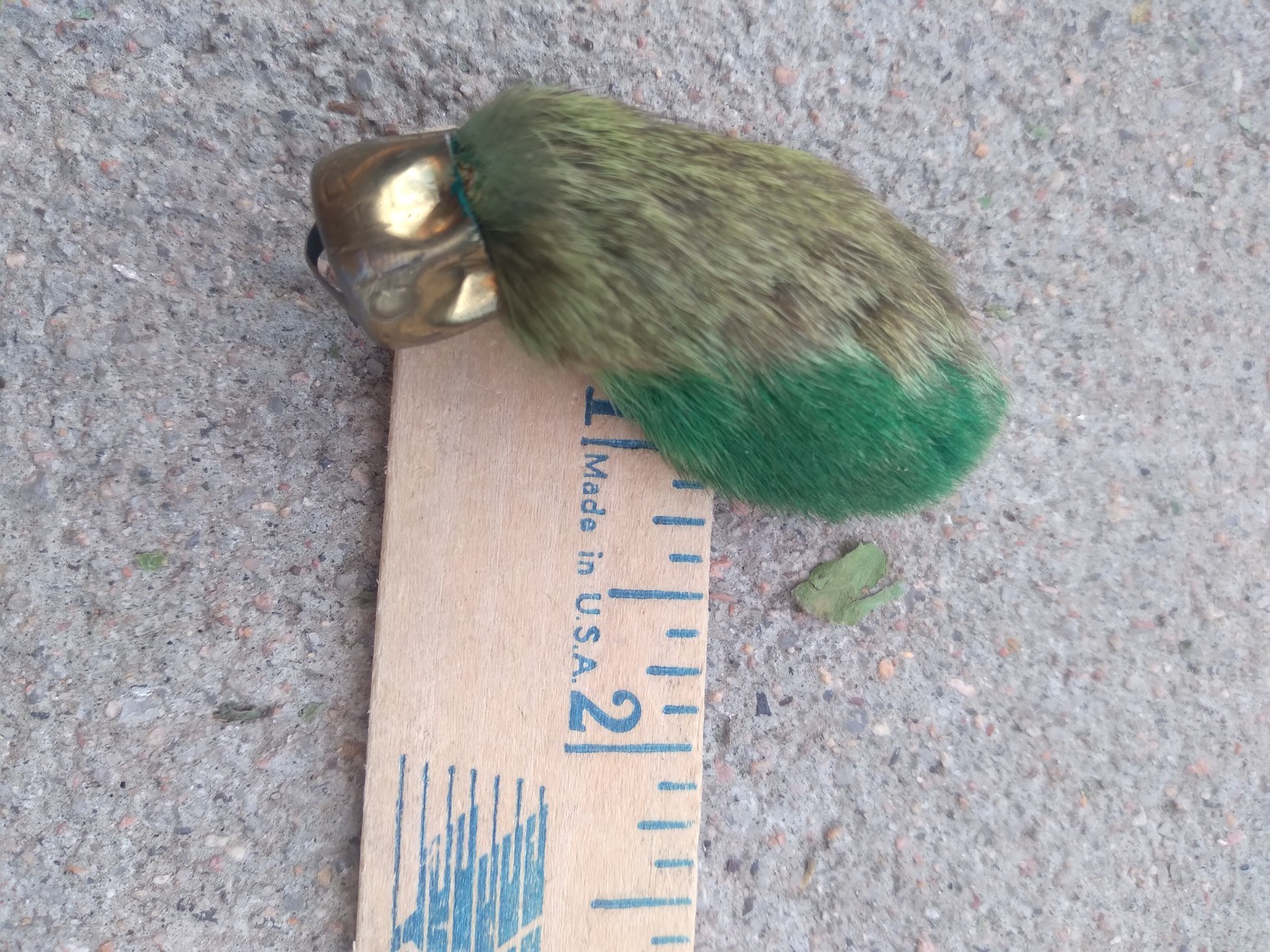 Vintage Rabbit Foot Good Luck Charm USA Green Marked CHARM USA