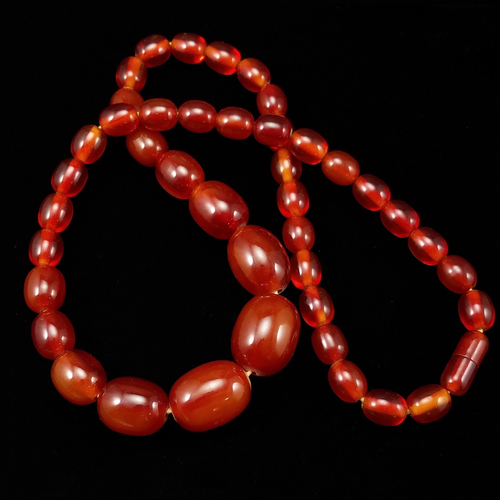 Vintage Lucite Faux Amber Bead Necklace No Metal Collectible Jewelry