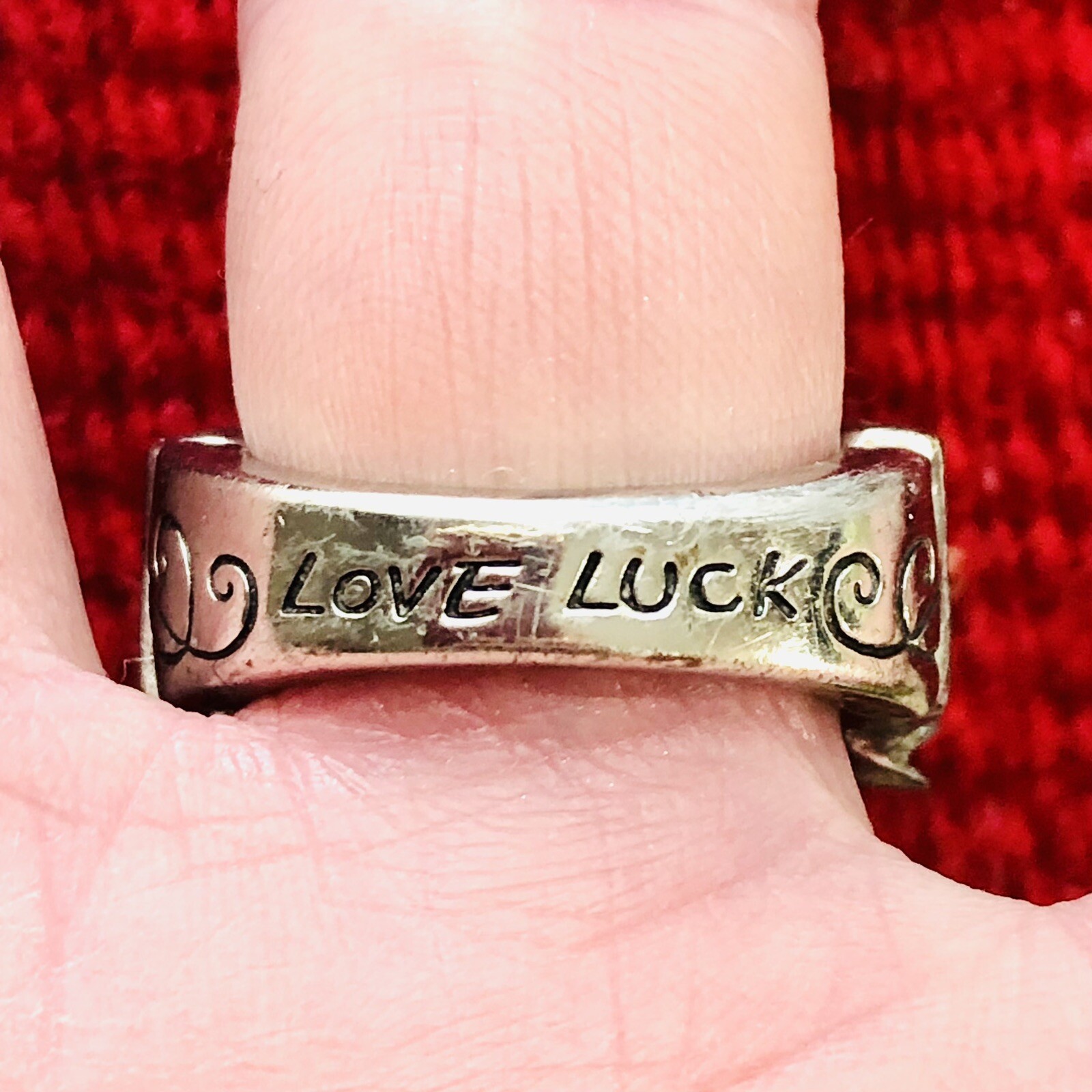 Chunky Rose Stretch Ring Inspirational Simply Love Luck Word Jewelry Size 7