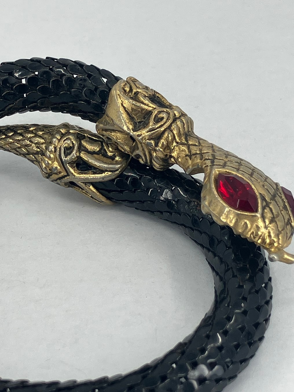 Vintage Snake Bracelet Black Mesh Bypass Wrap DL Auld