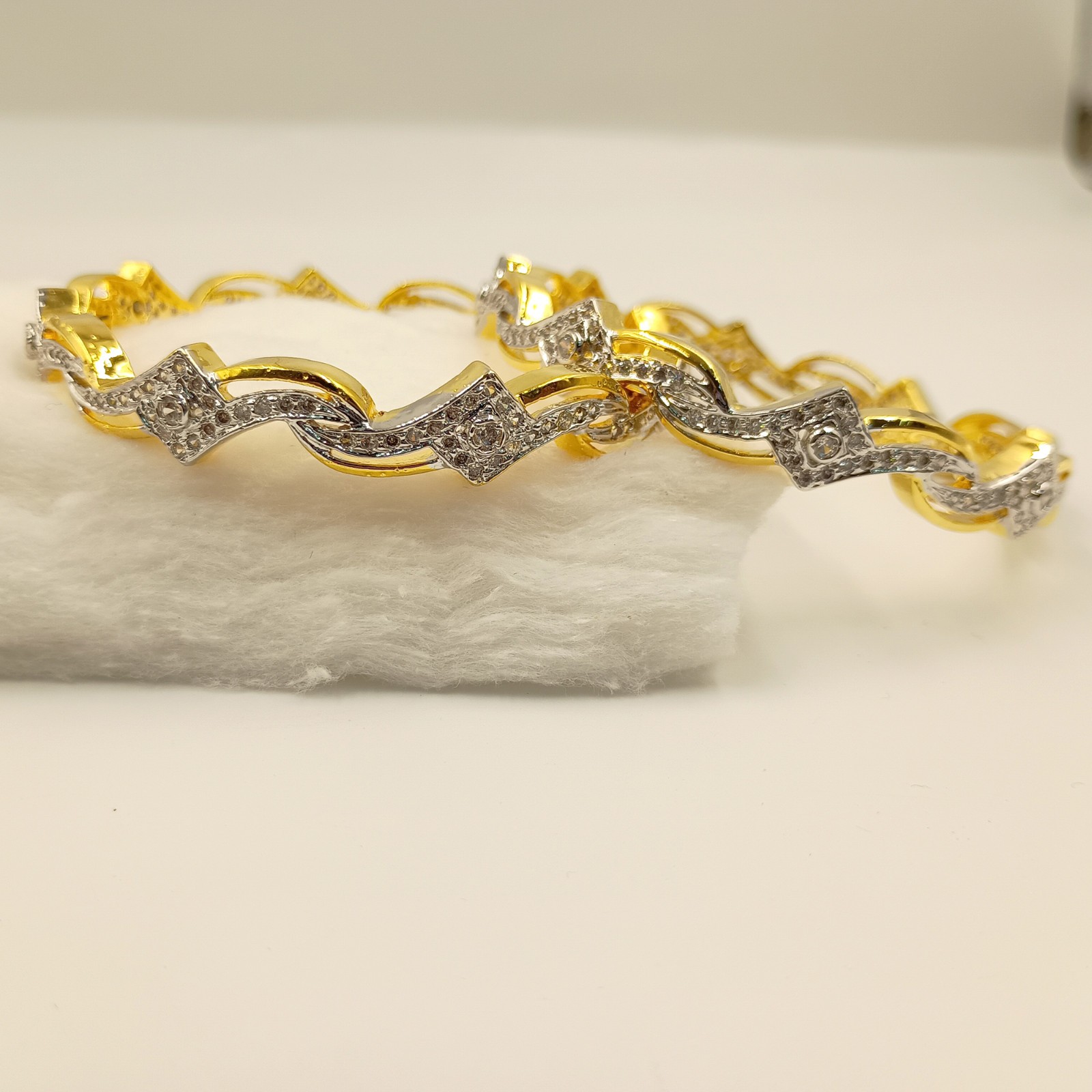 Handcrafted 22K Gold Plated Bangle Set Indian Wedding CZ Traditional Jewelry Gif
