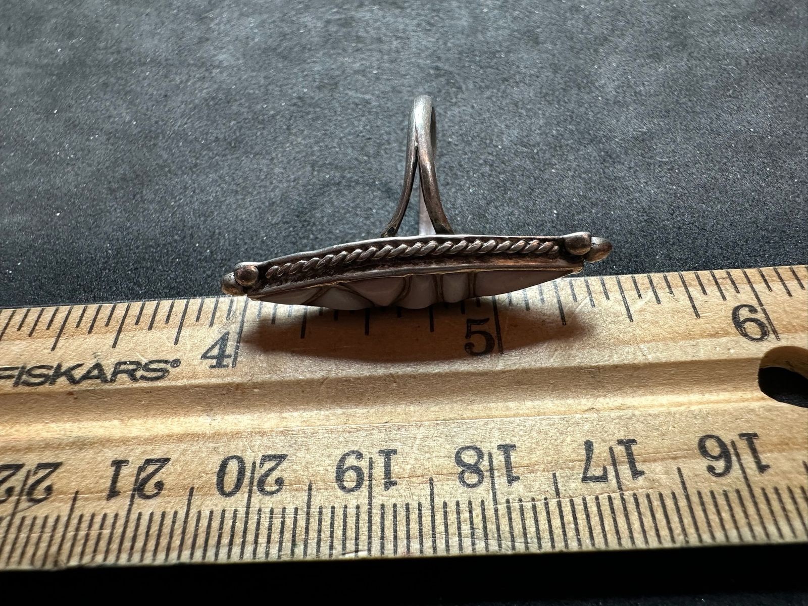 5.16g Vintage Sterling Silver 925 Inlay Elongated Ring Size 6 M