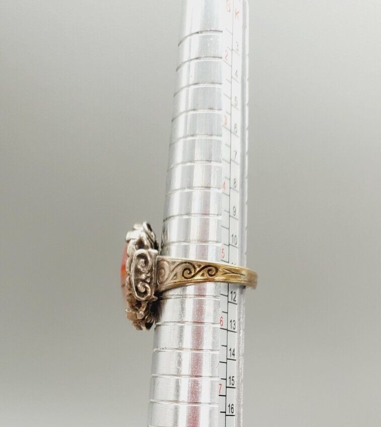 vintage Agate adjustable Silver tone ring size 5.5