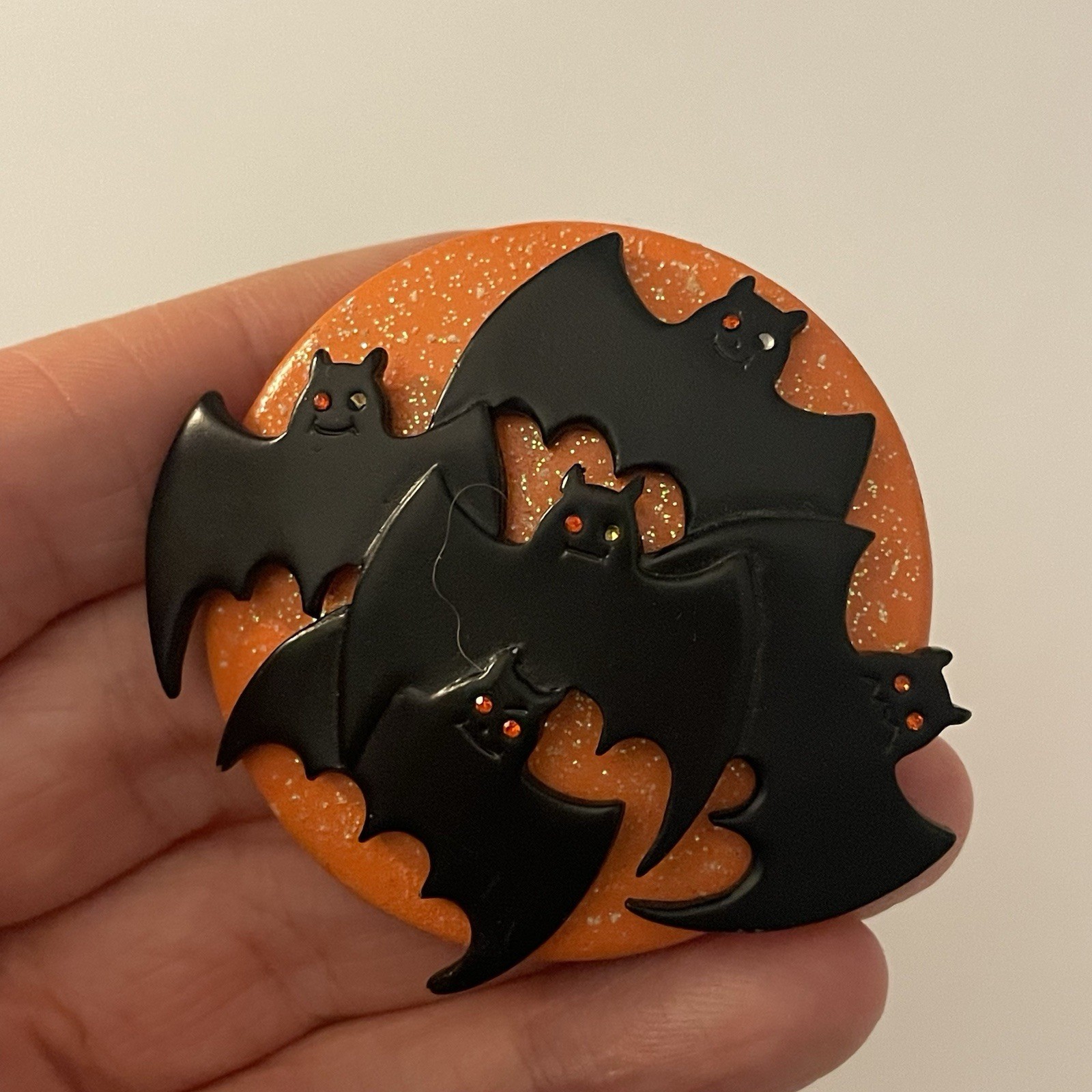 AJMC Creepy Creatures Halloween Bat Rhinestone Eyes Brooch Pin-some eyes missing