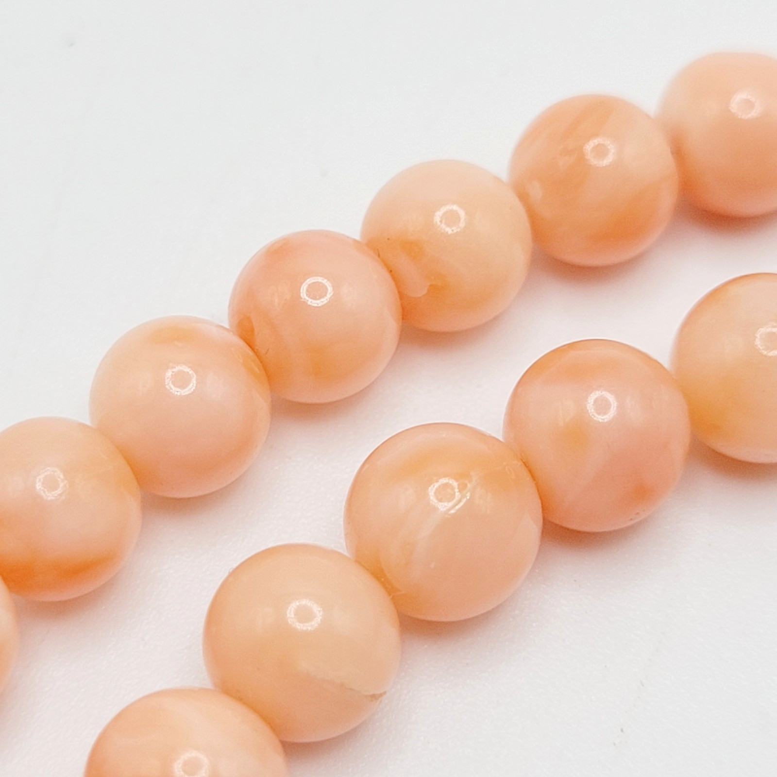 Genuine Pink Peach Blush Coral Bead 6mm Necklace Alloy Clasp Tested 25 inch