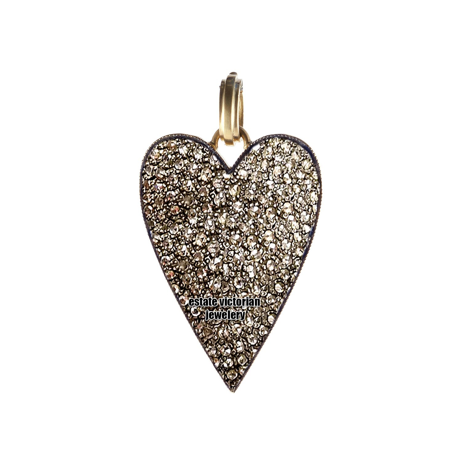 1.85ctw Genuine Old Mine Rose Cut Diamond Silver Victorian Heart Pendant Jewelry