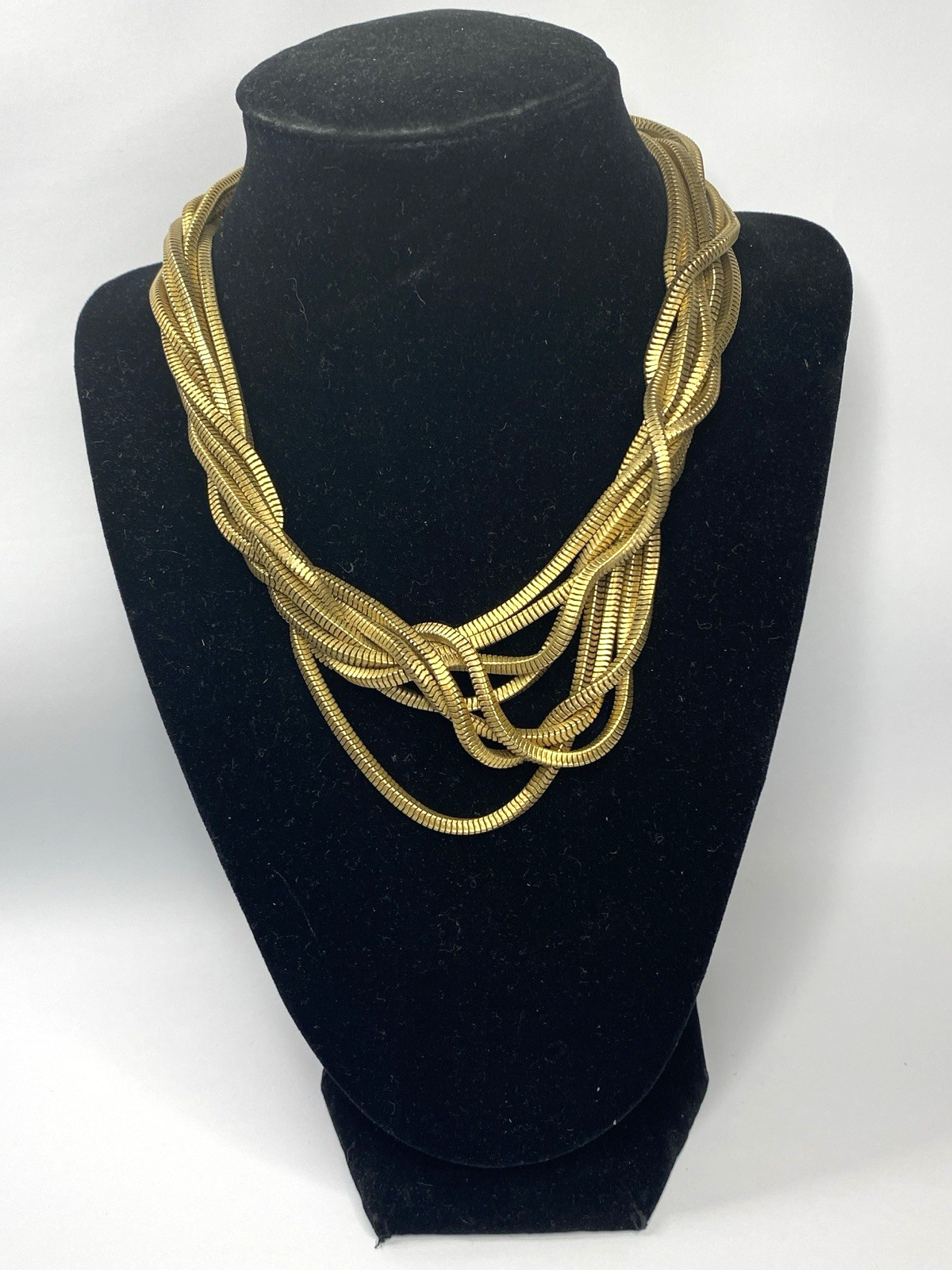 Multi Strand Thick Gold Tone Buckle Choker? 15″ Rare