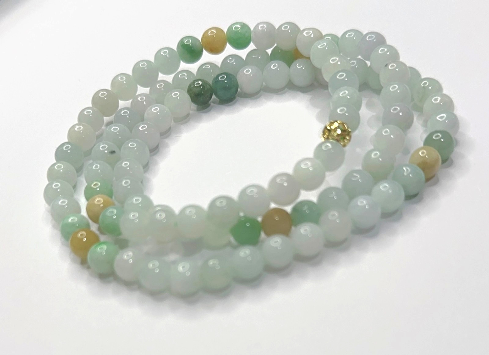 Burmese jadeite Jade type-A bead necklace, bead size 6.4mm, 22inch long