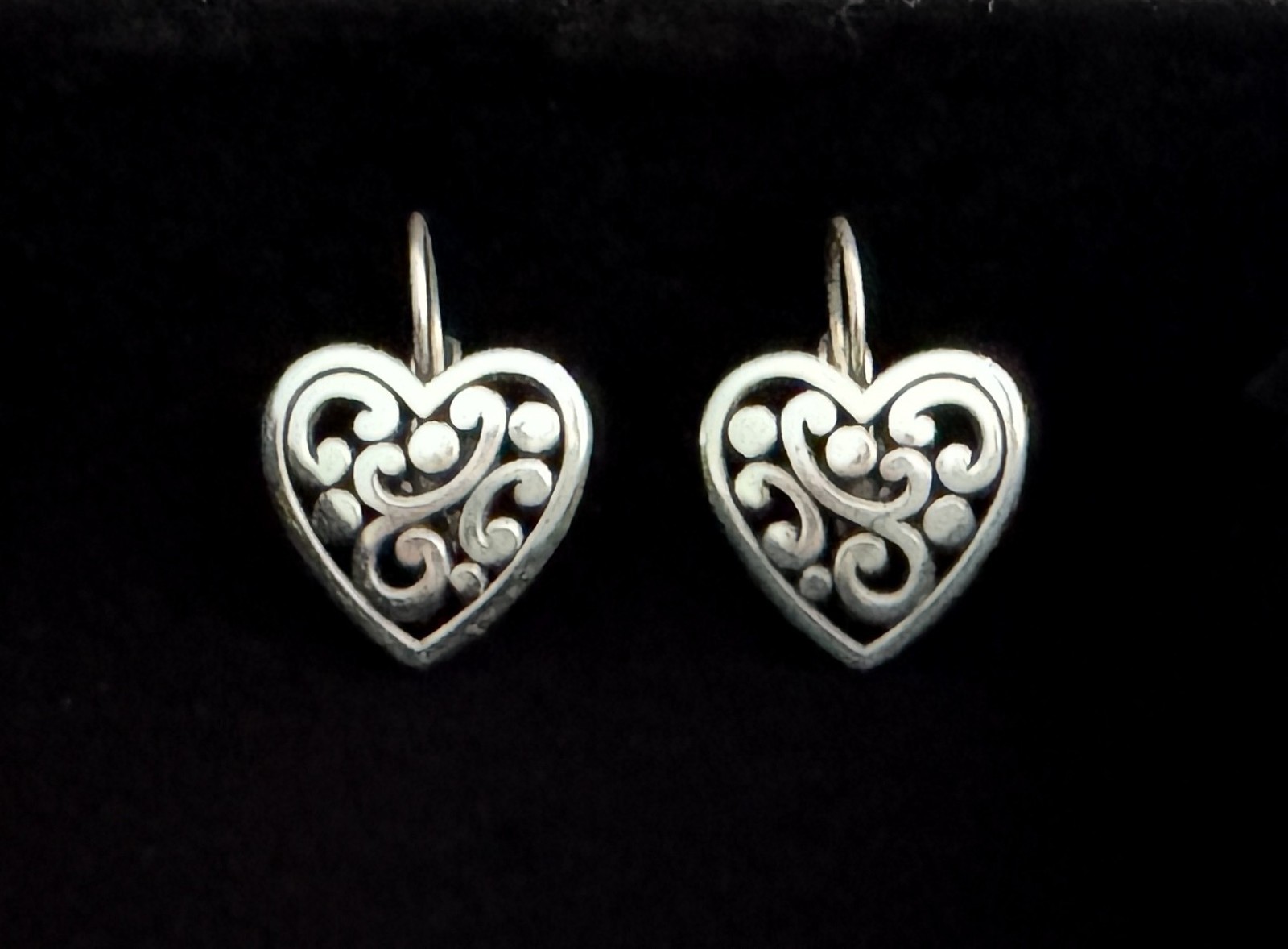 Vintage Brighton Filigree Heart Earrings in Excellent PreOwned Condition