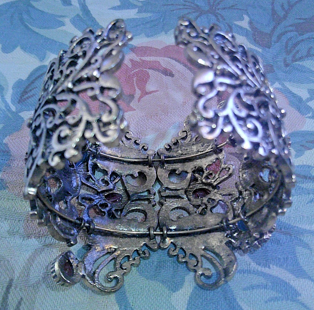 A Vintage Rhinestone Hinged Bracelet Turkish Style Elegant Ornate