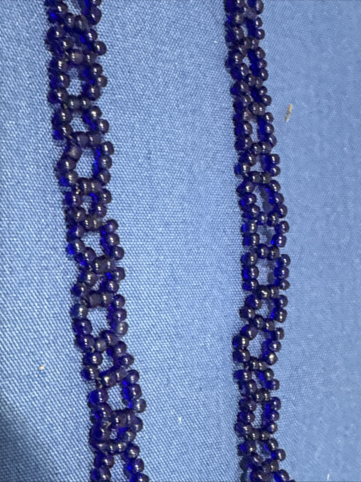 Set Of 2 Vintage Beaded Necklaces Floral, Blue, BOHO Hippie