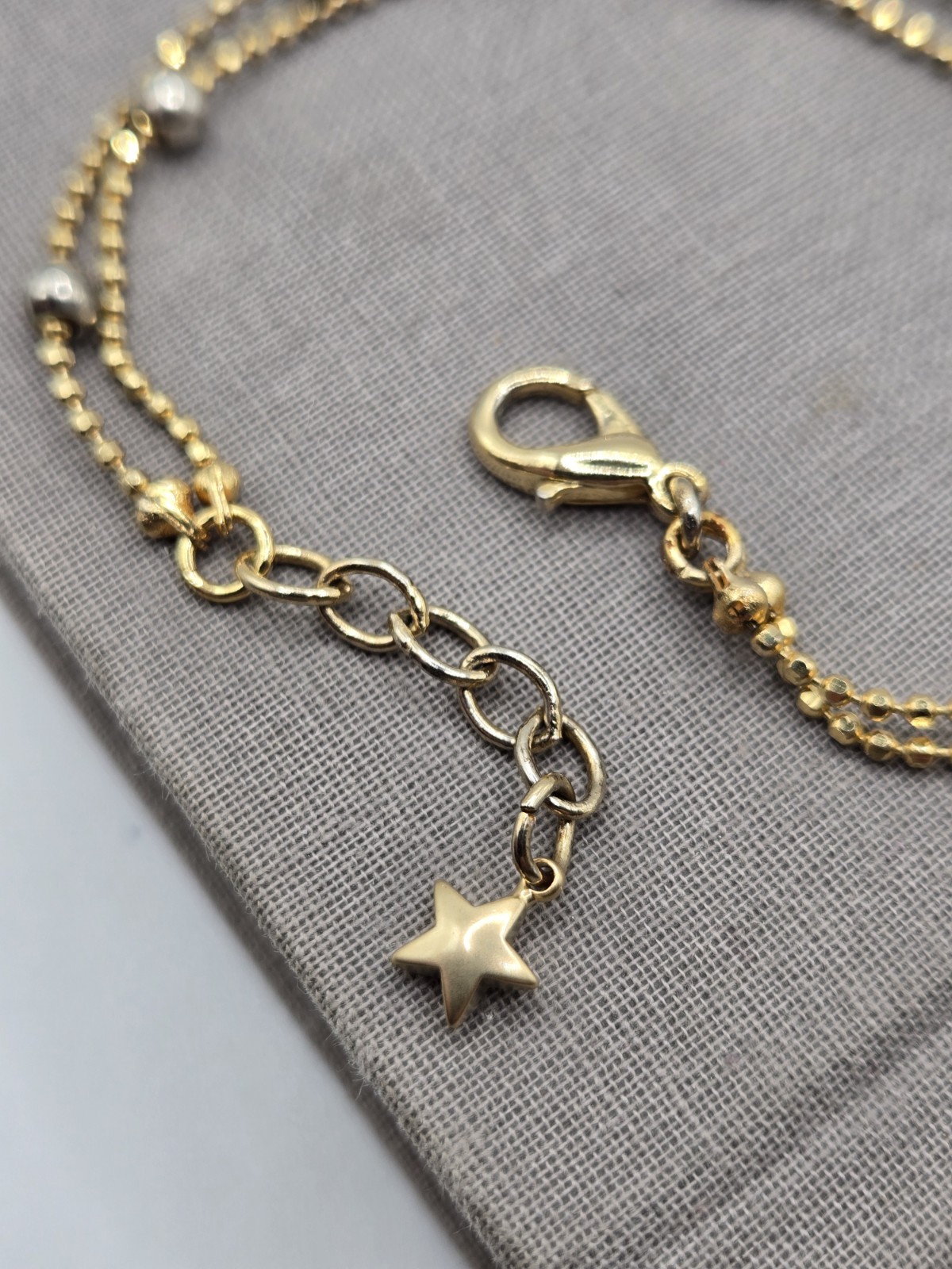 Gold Ball Chain Bracelet Vintage Dainty Delicate 7.25-7.75″ Star Charm Celestial