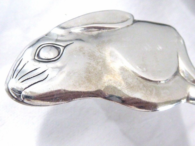 VINTAGE RETRO SIGNED H & H GLV STERLING RABBIT PIN BROOCH 1 1/4″ BY 1 7/8″