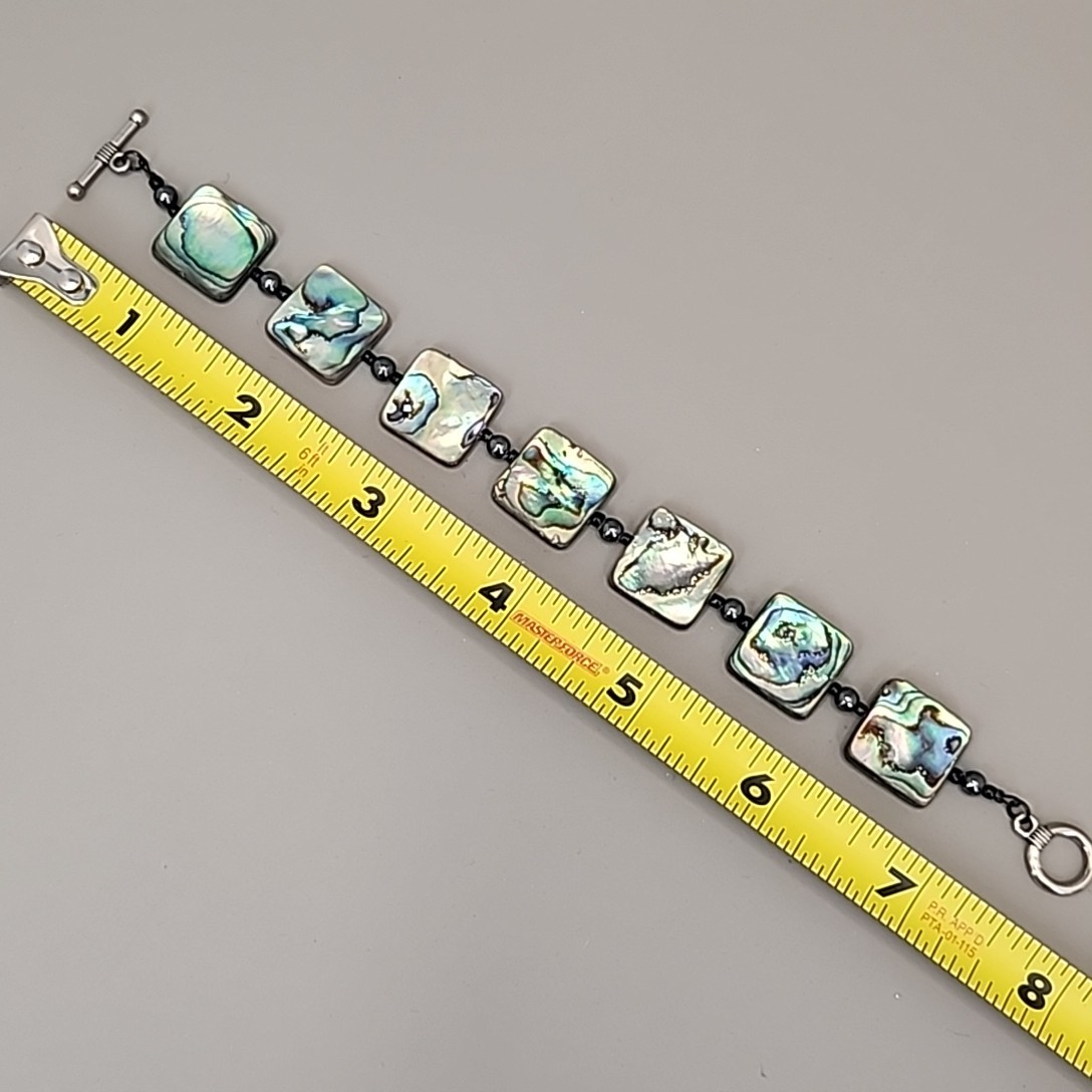 Abalone Bracelet Square Beaded 7.25″