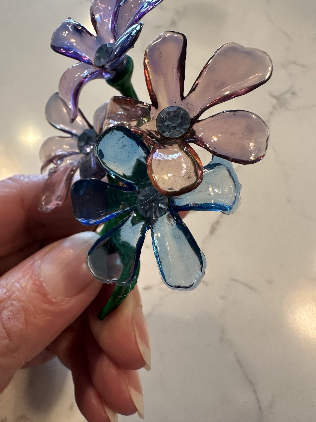 Vintage Celluloid/Acetate/Floral Brooch/pin /1940s/Retro/Charm