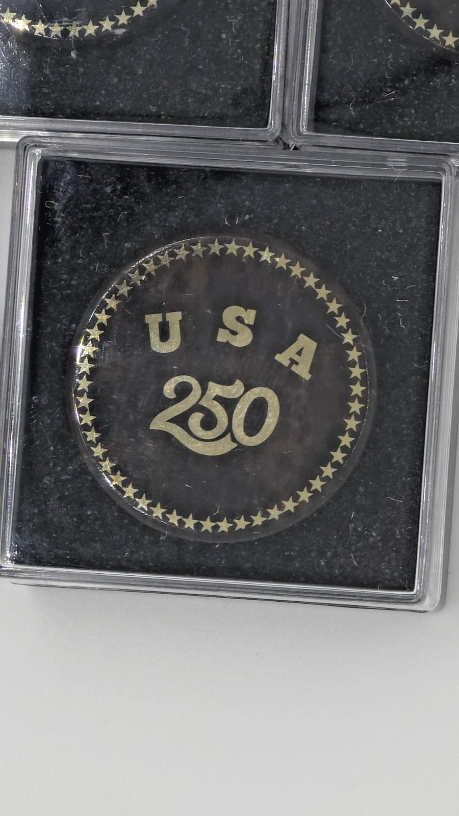 USA 250th Anniversary Obsidian Stone Commemorative Pin Badge 1.2″Limited Edition