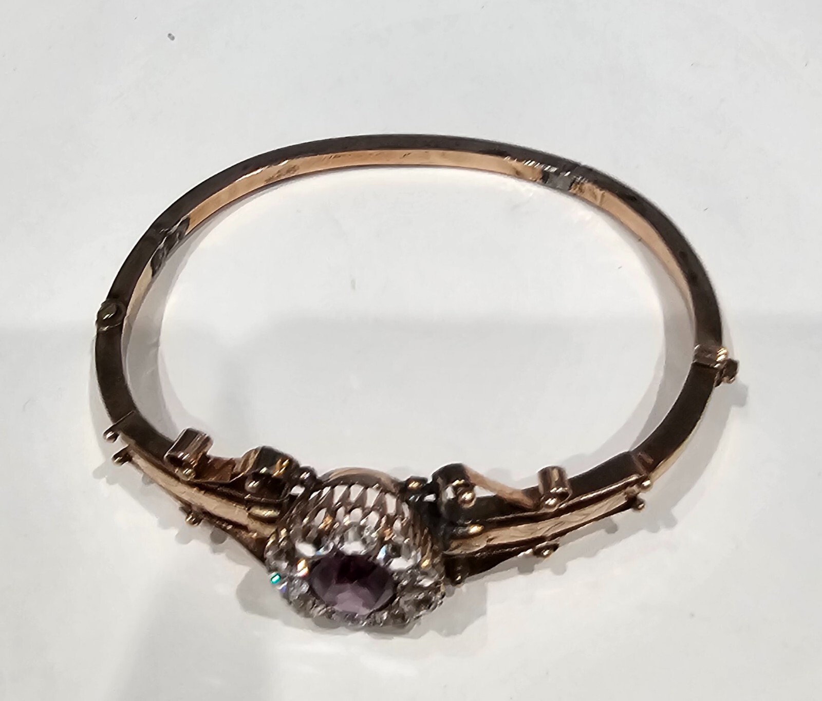 Antique Edwardian Amethyst & White Sapphires bracelet and ring