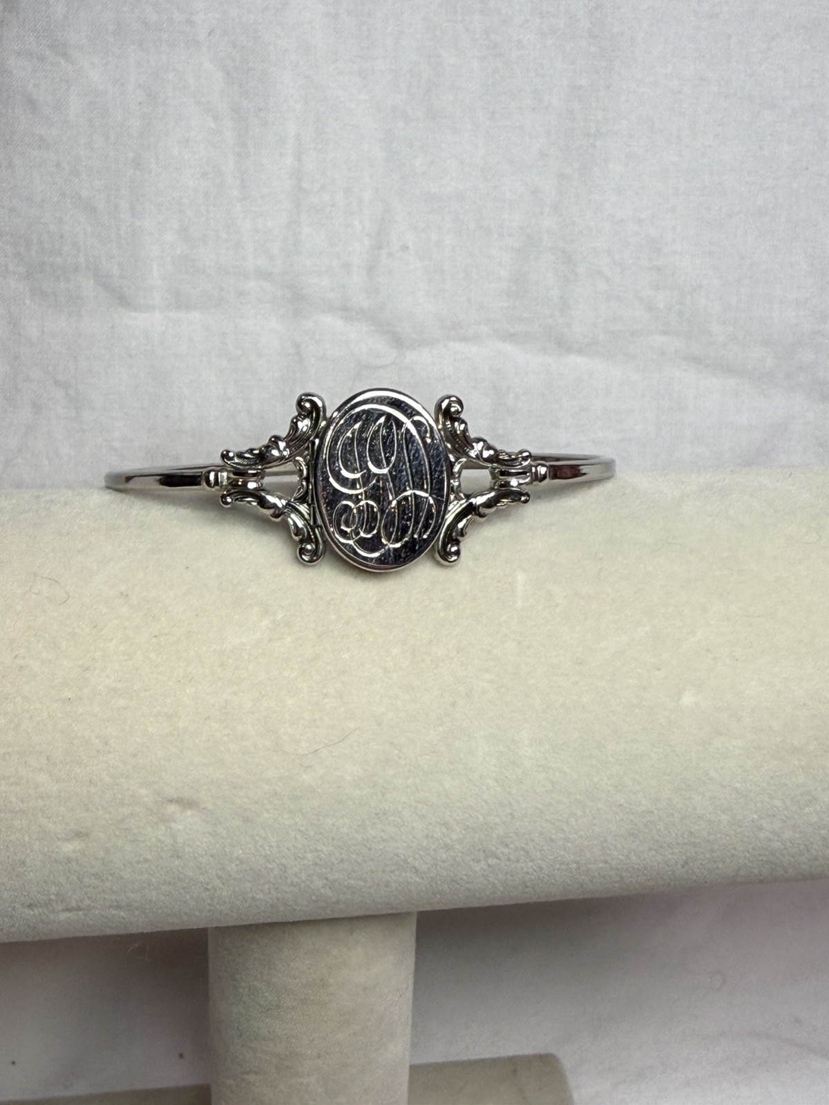 Vintage Avon 1970s Monogram Silvertone Locket Bracelet